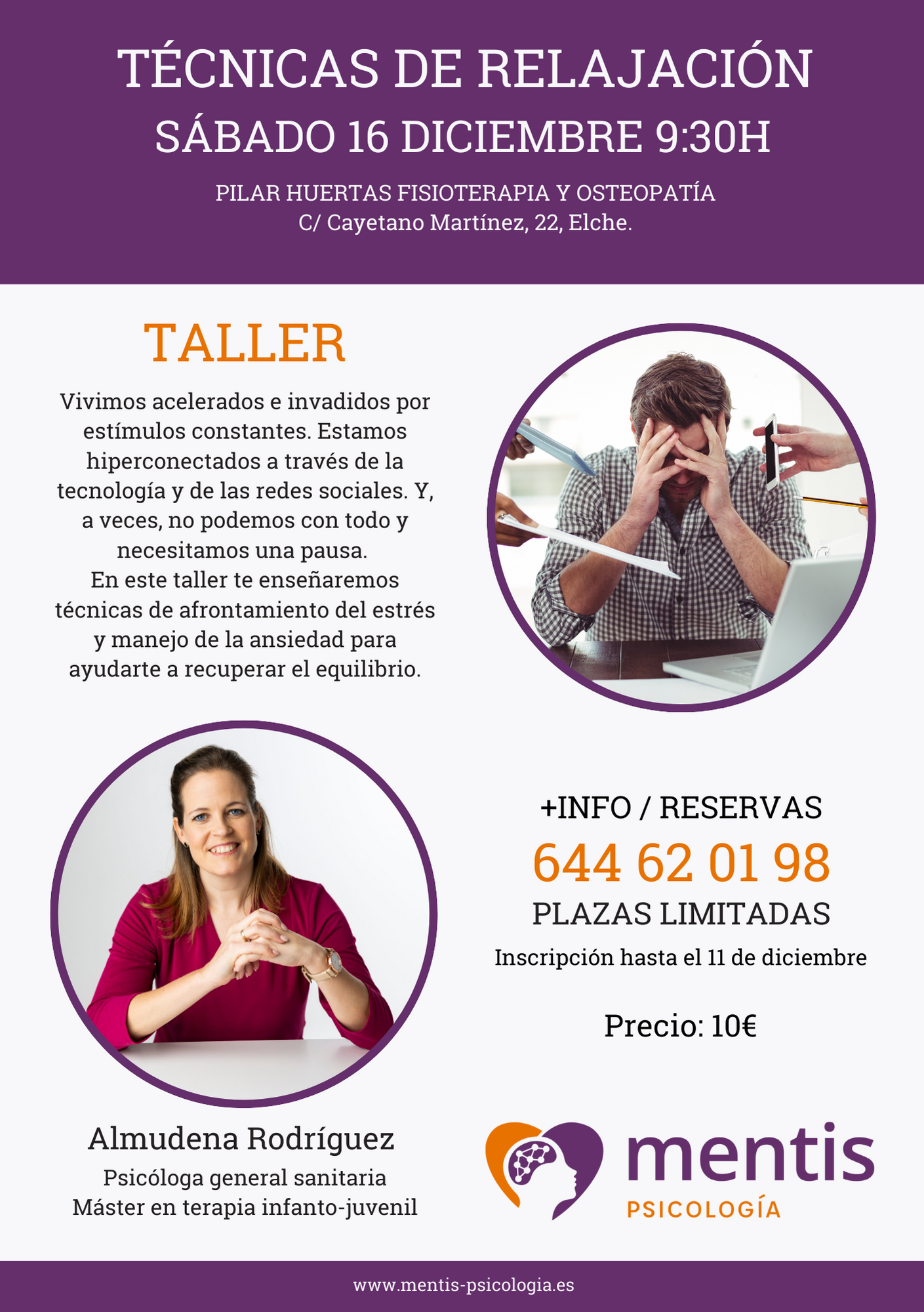 Taller "Técnicas de relajación" - Gabinete Mentis Psicología en Elche, Alicante